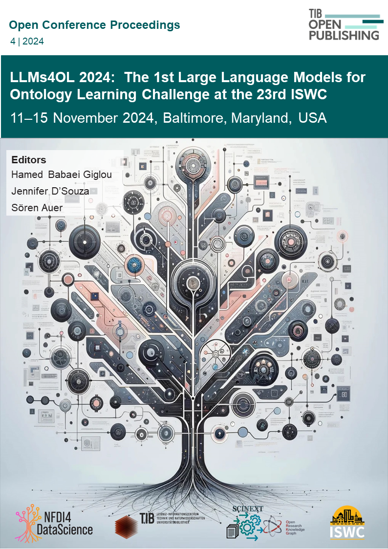 Volume cover with series title - Open Conference Proceediings, volume number - 4 (2024), volume title -  LLMs4OL 2024: The 1st Large Language Models for Ontology Learning Challenge at the 23rd ISWC