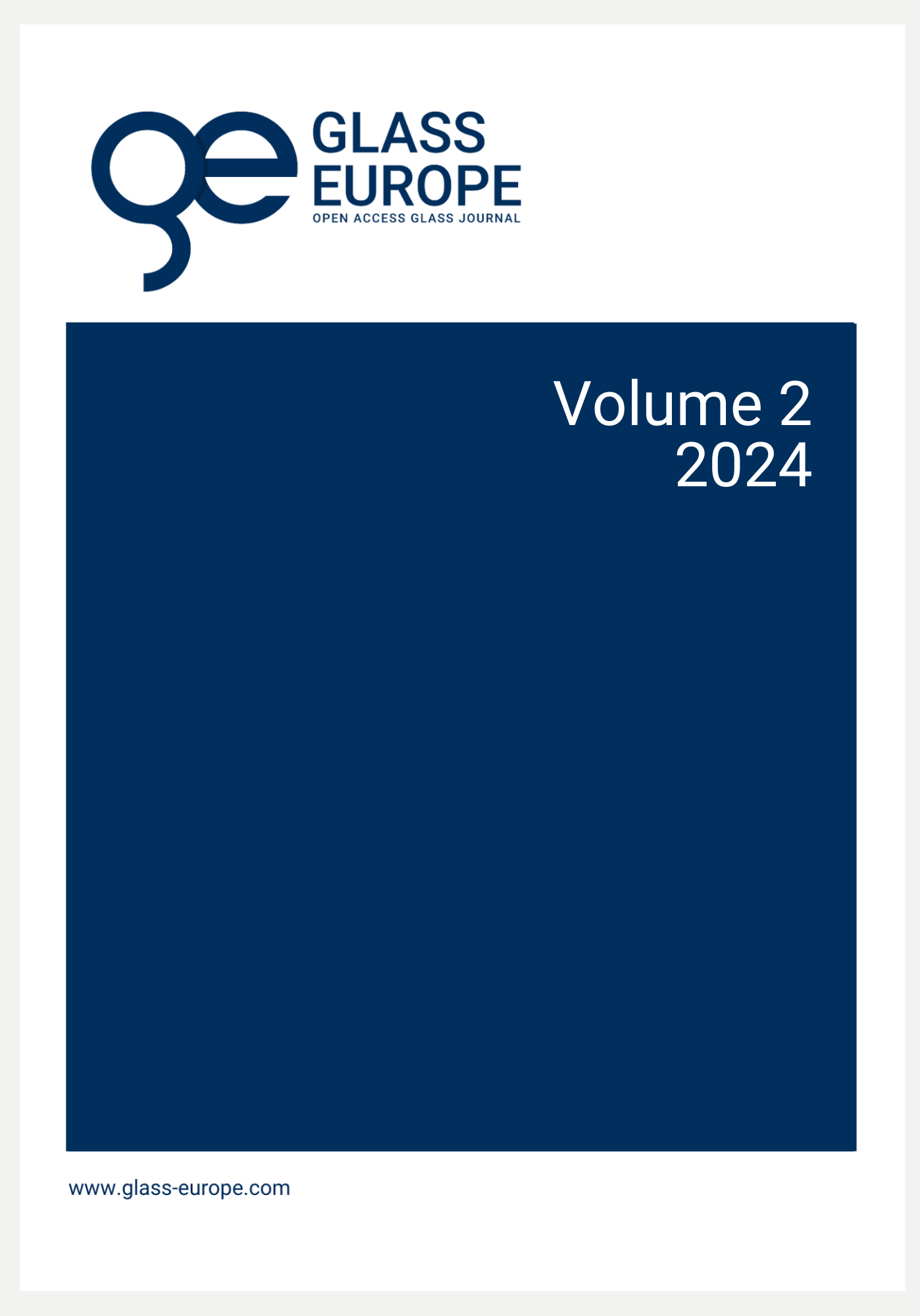 Blue and white cover of the journal Glass Euorope Volume 2, 2024